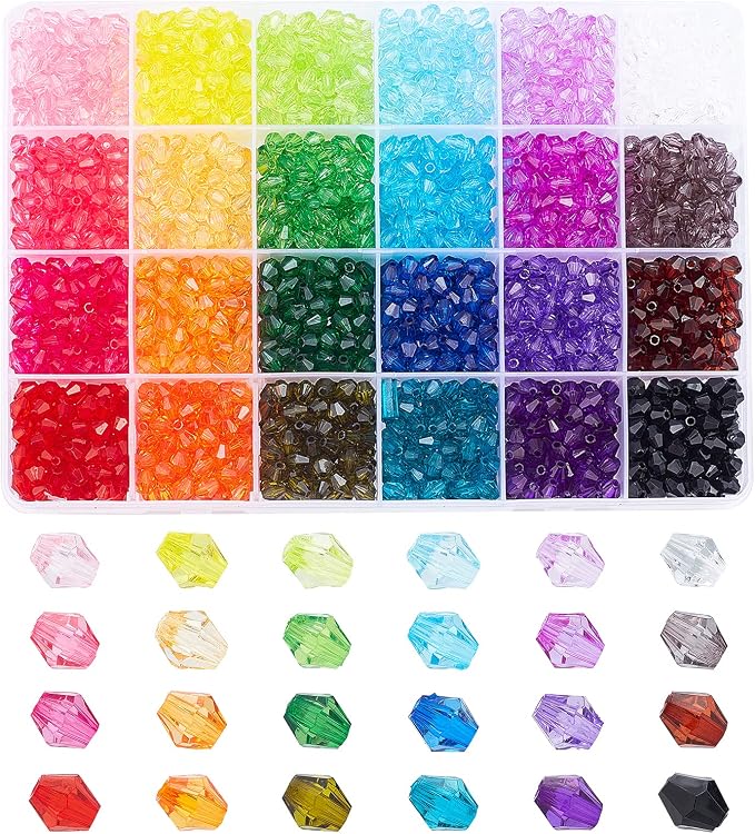 PH PandaHall 2160pcs 6mm Crystal Beads Bicone Bracelet Bead Faceted Acrylic by PHPandaHall