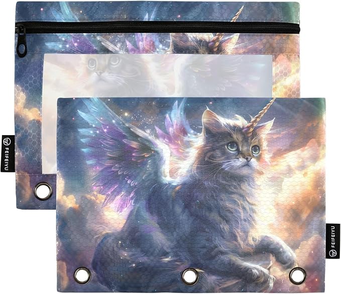 Unicorn Cat with Wings Pencil Pouch by BOENLE-WELCOMEYOURCOMING
