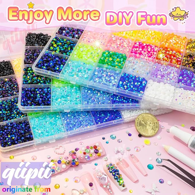 qiipii 3 Boxes 24 Color 3mm 4mm 5mm Jelly Resin Rhinestones Flatback Colorful - Image 4