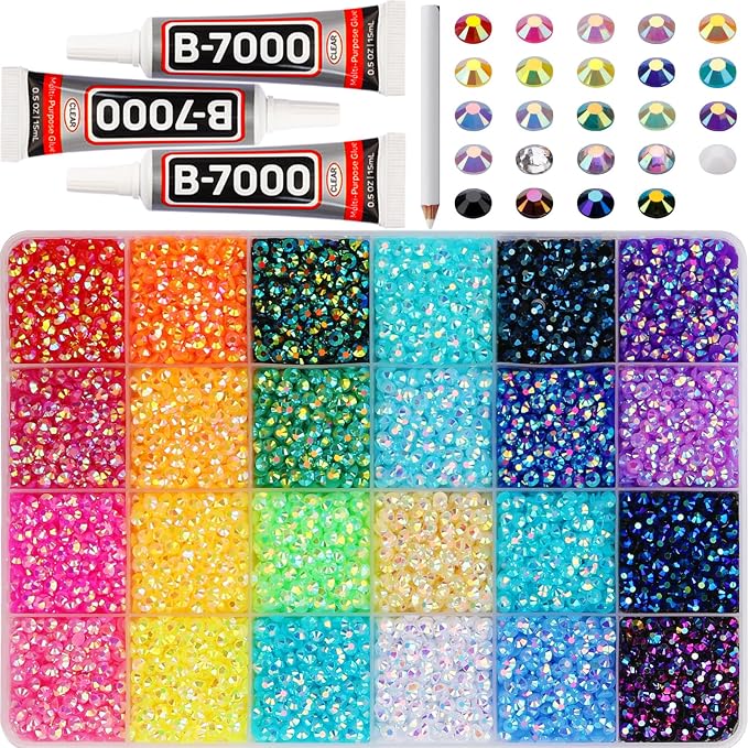 17000Pcs 4mm Rainbow Jelly Colorful Rhinestones Gems Bedazzling Bedazze Kit by Worthofbest