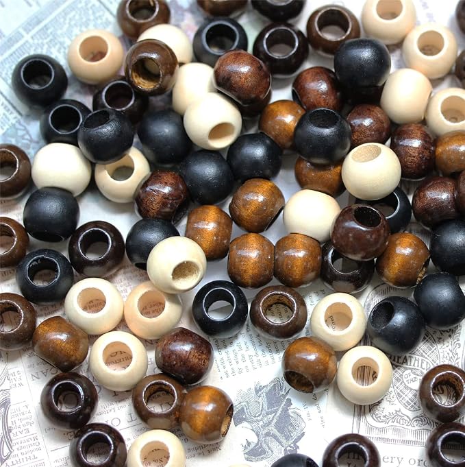 200Pcs Large Hole Natural Wood Beads, BetterJonny 20mm Rondelle Round Wooden - Image 4