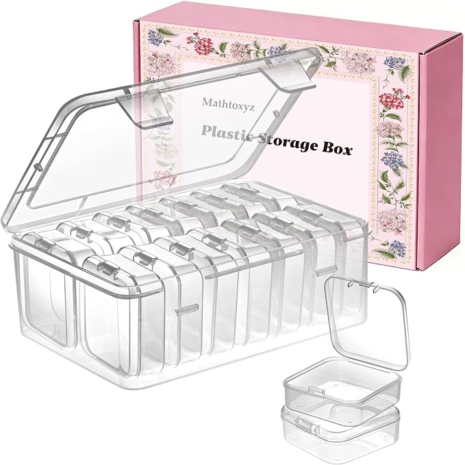 Mathtoxyz Small Bead Organizers, 14 Pieces Plastic Storage Cases Mini Clear by MathtoxyzCreateaBetterLife