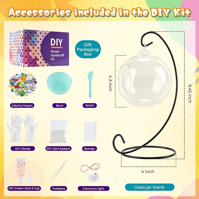 Joyclub DIY Mosaic Candle Holder Kit Mosaic Kits - Image 3