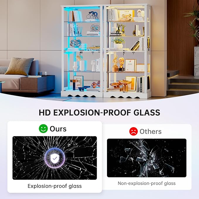 Dystler Display Cabinet with Glass Doors, RGB Lights - Image 5