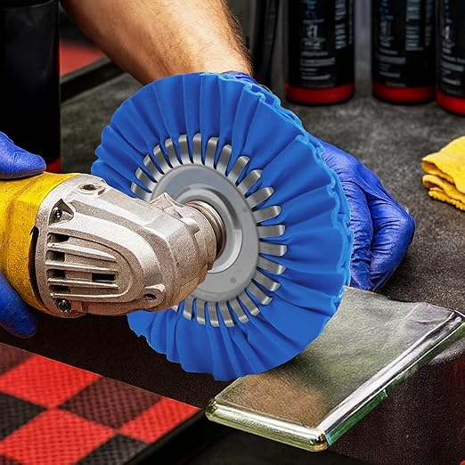 8" Airway Buffing Wheel, 9Pcs Aluminum Wheel Polishing Kit in Diameter 5/8 inch Arbor Hole, Polishing Compound and Aluminum Metal Polishing Wheel Kit for Angle Grinder Mirror Finish
