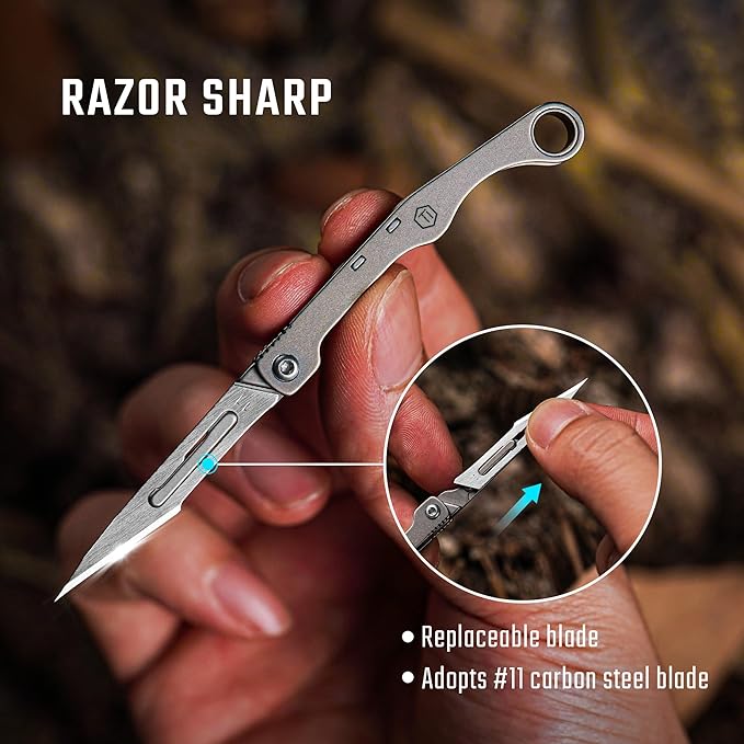 KeyUnity KK13 Precision Craft Utility Blade Titanium Handle Mini Cutting Tool - Image 2