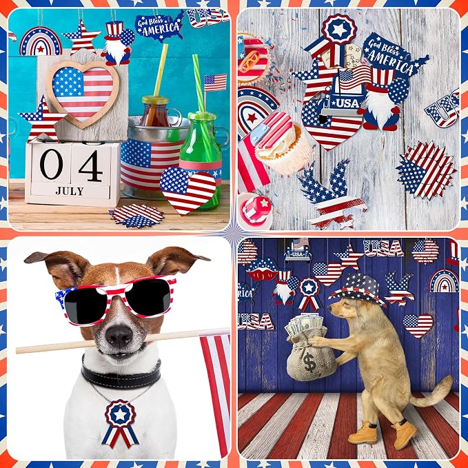 JellyArch 36 Pcs 4th of July Crafts Patriotic Wood Cutouts - Image 5