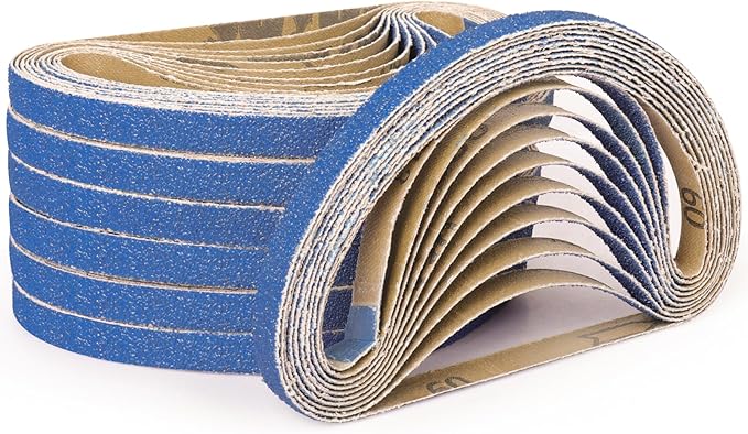 40-Piece 1/2 x 18 Inch 60 Grit Zirconia Sanding Belts, Heavy Duty Long-lasting Mini Sanding Bands for Belt Sander, Rust Paint Removal, Wood Metal Grinding and Finishing