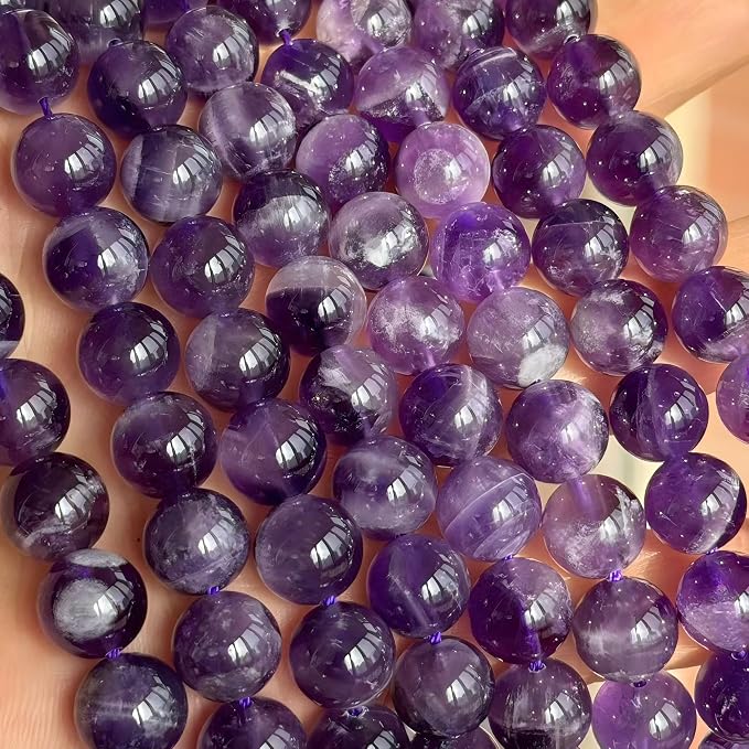 MJDCB Natural Dreamy Amethyst Beads Round Stone Beads DIY Loose Beads - Image 7