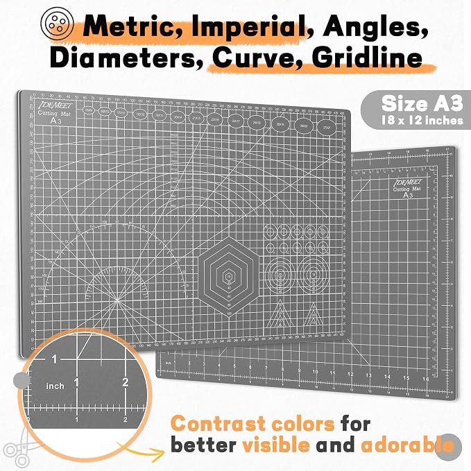 Premium Self Healing Cutting Mat 18'' x 12'', A3 Non-slip Sewing Mat - Image 2