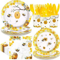 168 Pcs Bee Birthday Party Decoration, Serves 24 | Bumble Bee Plate Napkin Cup by Greencian