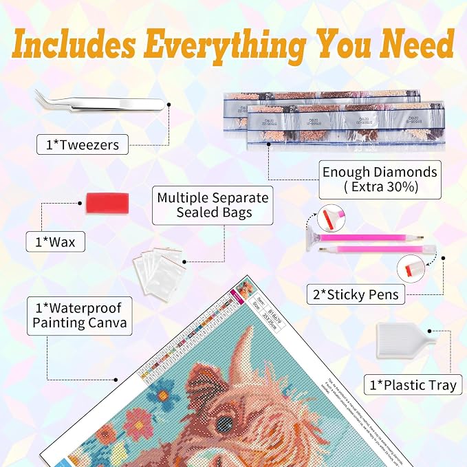 Highland Cow Diamond Art Kits for Adults Beginners 14x14 in, DIY Craft Gift | - Image 6