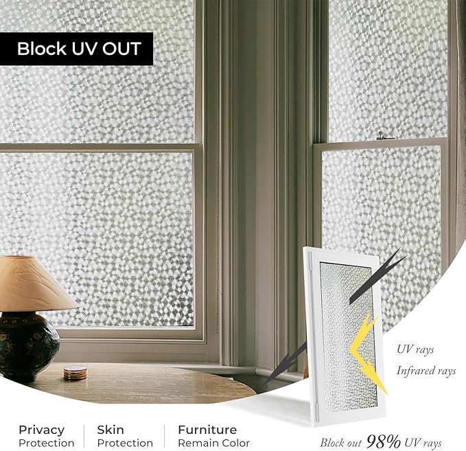ADD.HERES Window Privacy Film, Glass Decorative Static Cling, Removable Sun - Image 2