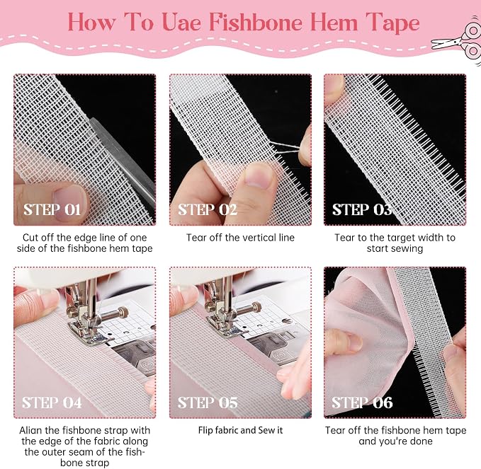 50 Yards Fishbone Rolled Hem Tape Ban Roll Tape - Image 3