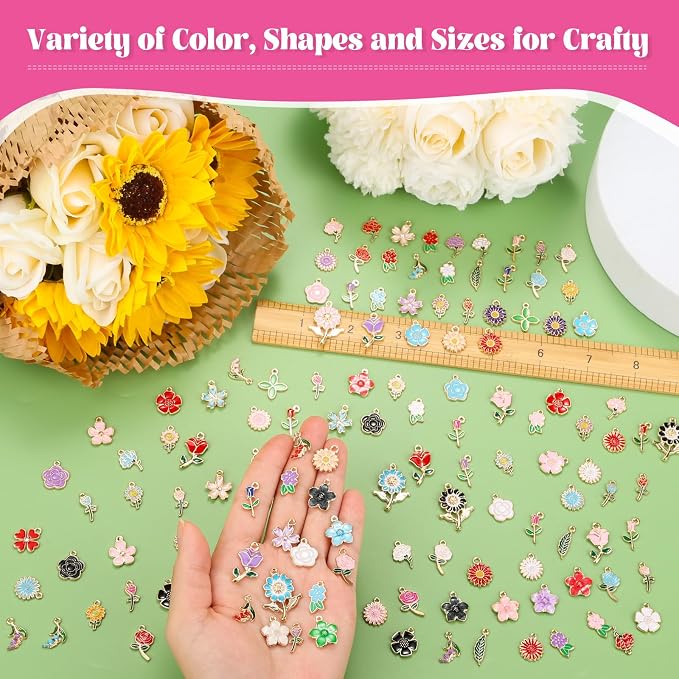 Mckanti 150Pcs 75 Pairs Spring Flower Charms - Image 3