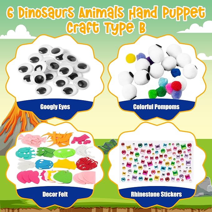 WATINC 6Pcs Hand Puppet Making Kit, Art Craft Felt Sock Puppet Toys, Creative - Image 2