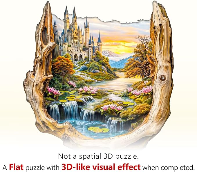 Wooden Puzzles for Adults Fantasy Castle Waterfall Driftwood Puzzles 100 Pieces - Image 8