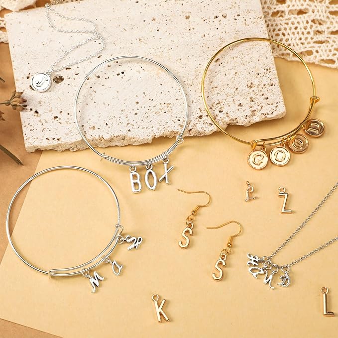 SANNIX 156Pcs/6 Sets Alphabet ABC Letter Charms 3 Styles Capital A-Z Charms DIY - Image 4