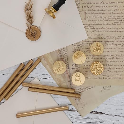 UNIQOOO 6 Pcs Wax Seal Stamp Set, Floral Stamps Botanical Sealing Stamper Kit - Image 9