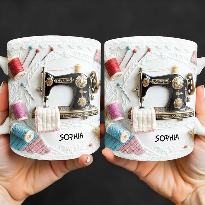 Personalized Vintage Sewing Machine Coffee Mug - Image 3