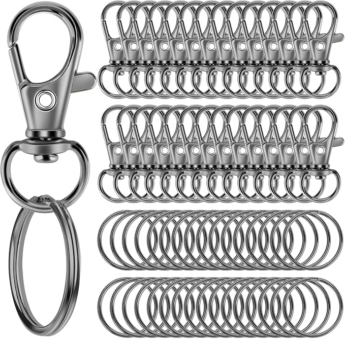 60PCS Keychain Making Kit, Including 30PCS Keychains Clips Hooks and 30PCS Key by Sucrown