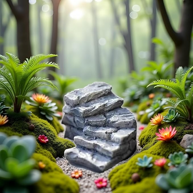 Jinshining Curved Stone Steps Miniature Fairy Garden Accessories, Miniature - Image 5