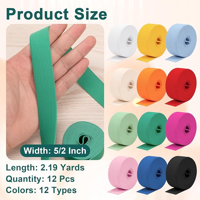 Airisoer 12 Rolls 1 Inch Elastic Band - Image 2