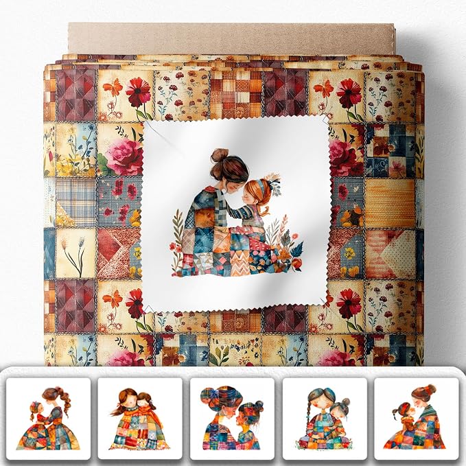 Patchwork Mother & Daughter Cotton Fabric Panel – 6 Designs + Bonus Sheet - Image 2