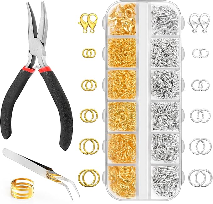 1200 Pcs Jump Rings for Jewelry Making Supplies, Necklace Repair Kit by QulltkClasp