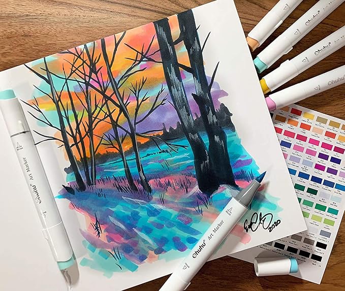 Ohuhu Sketchbook Marker Paper Pad: 8.3"x8.3" Square Art Sketch Book Drawing - Image 6