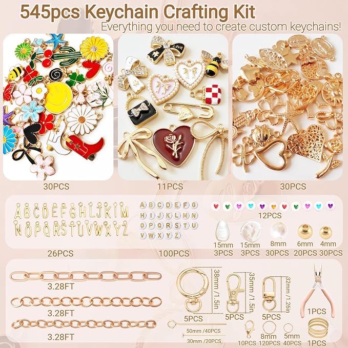 NewOasis 545Pcs Keychain Making Kit, Jewelry Making Supplies - Image 2