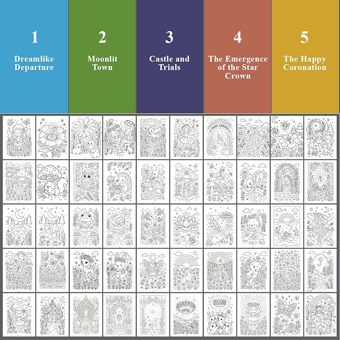 Fuxi Coloring Books for Girls, 60 Sheets Blank Sketch Book + 50 Designs Blank - Image 4