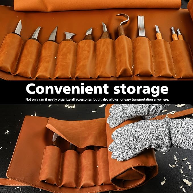 Wood Whittling Kit for Beginners, 15PCS Wood Carving Tools Kit,Basswood Carving Blocks,Gloves,Roll Bag, Sharpener for Widdling Kit