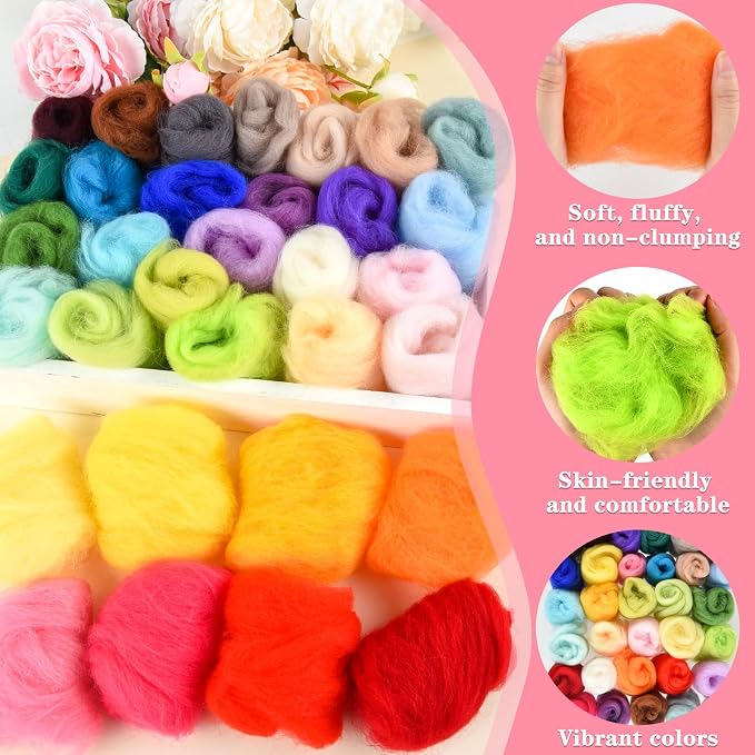 NEBURORA 32 Color Needle Felting Wool Set 3g Per Color Total 96g Wool Felt - Image 3