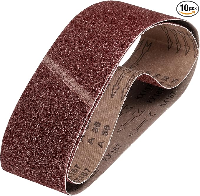 HARFINGTON 3 x 24 Inch Sanding Belts, 10 Pcs 36 Grits Aluminum Oxide Abrasive Belt Sander File Belt for Woodworking, Metal Polishing, Knife Sharpener