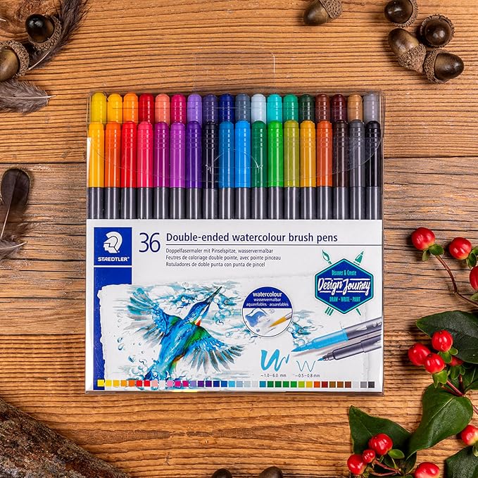 Staedtler Double-Ended Watercolour Brush Pens, Calligraphy - Image 7