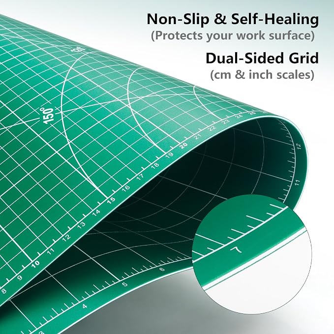 ArtAt Self Healing Cutting Mat: 12″x 18″ Green Double Sided Non-Slip 5 Layers - Image 3
