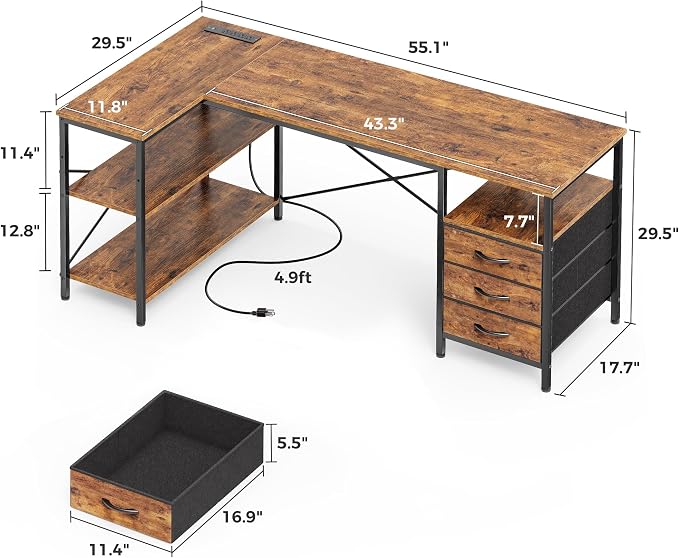 Huuger L Shaped Office Desk - Image 3