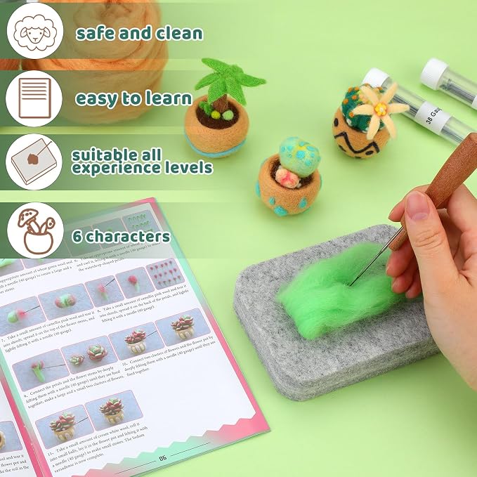 Yizzvb Needle Felting Kit, Felting Kit, Needle Felting Tools Including Wool - Image 4