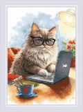 RIOLIS - Writer of Meowmoirs 2263, Cats Cross Stitch Kits 8¼"x11¾, Cross Stitch by RIOLIS