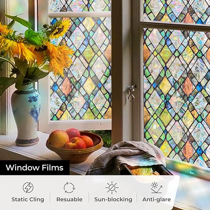 ADD.HERES Window Privacy Film, Stained Glass Decorative Static Cling, Removable - Image 2