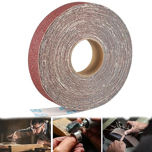 Emery Cloth Roll,60 Grit Continuous Sandpaper Roll 1" x 82 Feet Sandpaper Roll for Wood Furniture Finishing Metal Sanding Automotive Polishing