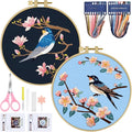 ERKOON Embroidery Kit for Beginners, 2 Set Floral Cross Stitch Set Include by ERKOON