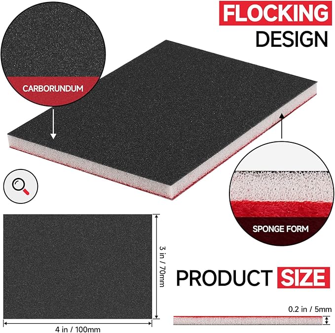 20 Pcs 3 x 4 Inch 3000 Grit Sanding Sponge Set, Ultra Fine Sanding Sponges Pads, Soft Foam Hand Sander Block Wet Dry Sandpaper for Model Drywall Metal Wood Furniture Polishing