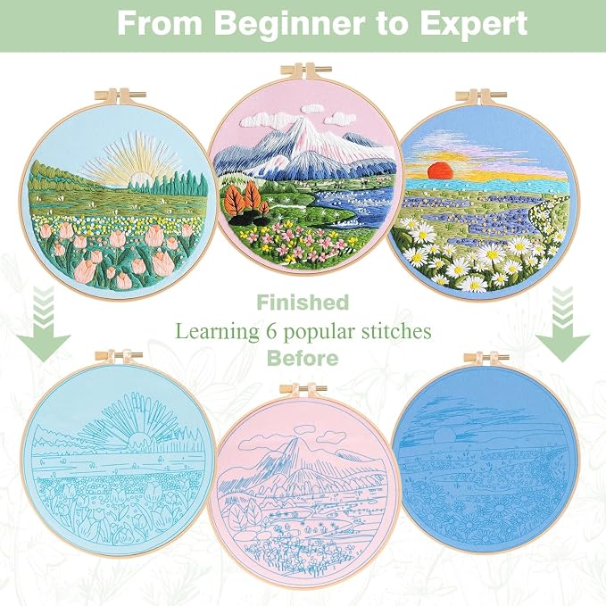 RidaaFri Embroidery Kit for Beginner, Hand Embroidery Practice Set - Image 2