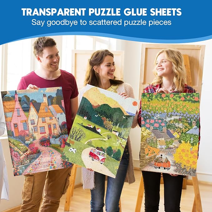 Nariolar Ultra-Adhesion Transparent Puzzle Glue Sheets, 32 Puzzle Saver Sheets - Image 6