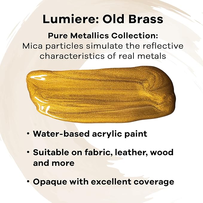 Jacquard Lumiere 2.25oz Fabric Paint Old Brass - Image 2