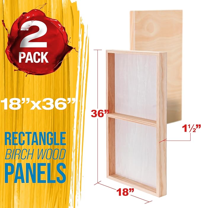 U.S. Art Supply 18" x 36" Unfinished Cradled Wood Panels - Image 2
