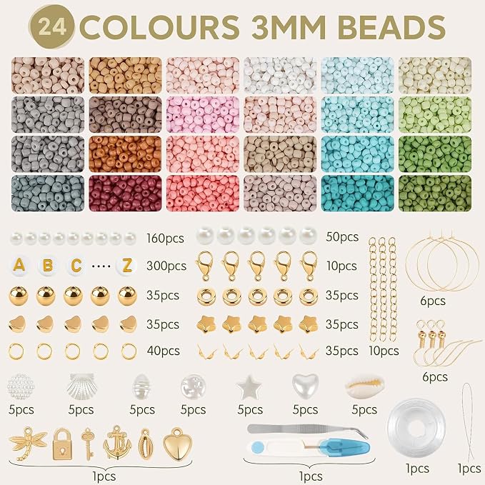 TEXGIZRLY 3mm Seed Bead for Bracelets Making Friendship Bracelet Making Kit | - Image 2