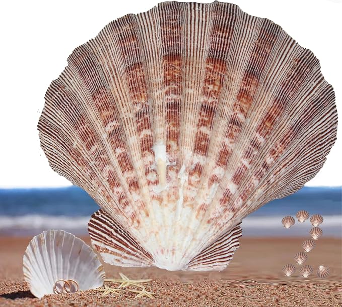 2 PCS Large Great Orange Lions Paw Scallop 5-6" Shells by PLOOTA
